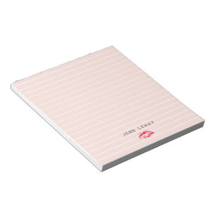 Bloco De Notas Beijo de Batom Vermelho Rosa Rosa Moderno, Persona