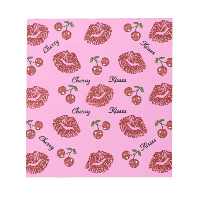 Bloco De Notas Beijos de Cereja Rockabilly RAB em Rosa (Frente)