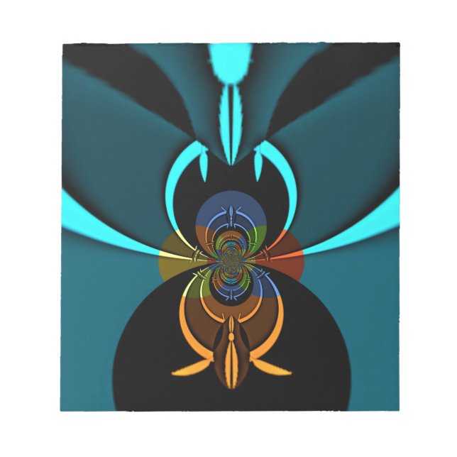 Bloco De Notas Bela Abstrato de arte ciano (Frente)