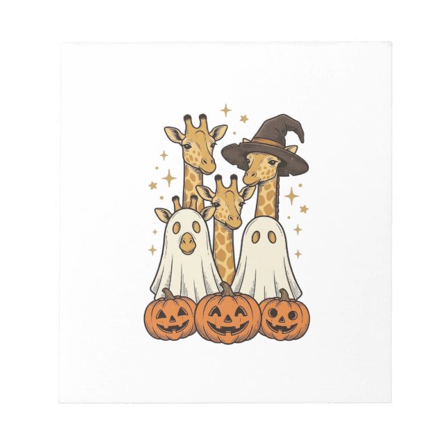 Bloco De Notas Bela Camisa de Halloween Girafa Fantasma Abóbora D (Frente)