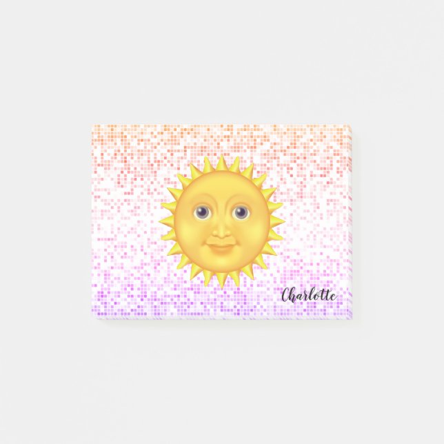 Bloco De Notas Bela Cartoon Sorrindo Sol com Bumblebee Doce (Frente)