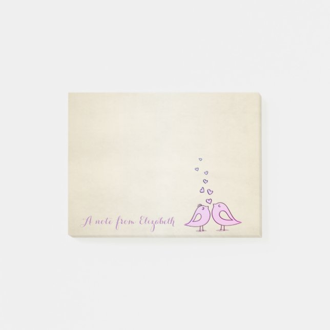 Bloco De Notas Bela Na moda, Pássaros Apaixonados (Frente)