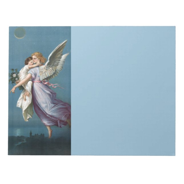 Bloco De Notas Bela pintura do anjo da guarda (Frente)