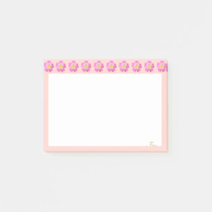 Bloco De Notas Belas Flores Cor-de-Rosa em Rosa e Branco