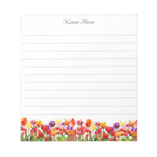 Bloco De Notas Belas Flores de Tulipa Multicolor Lined