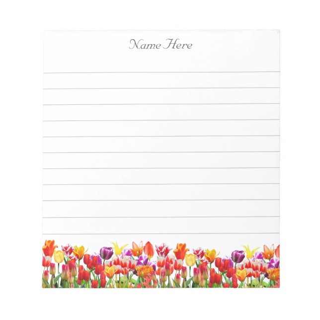 Bloco De Notas Belas Flores de Tulipa Multicolor Lined (Frente)
