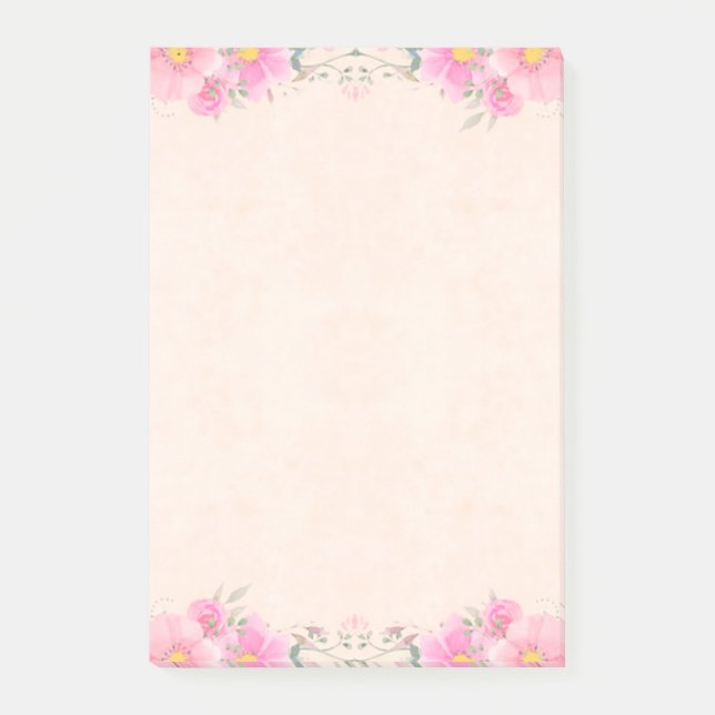 Bloco De Notas Belas Flores em Notas de Cores Pastel (Frente)