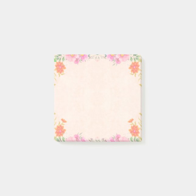Bloco De Notas Belas Flores em Notas de Cores Pastel (Frente)