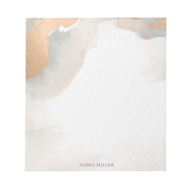Bloco De Notas Belo Abstrato de Aquarela Moderna, Dourado (Frente)