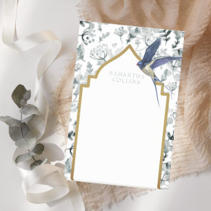 Bloco De Notas Belo Blue Bird Botanical Personalizado