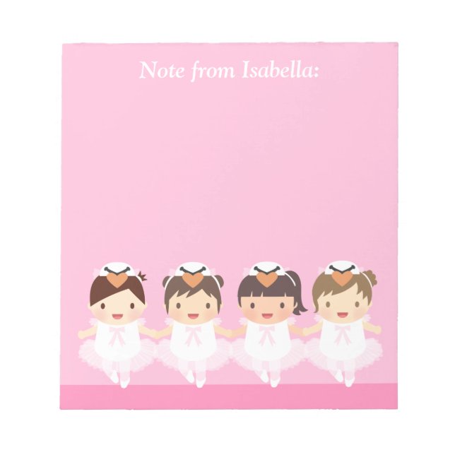 Bloco De Notas Belo Cisne Ballet Bailarina Para Meninas (Frente)