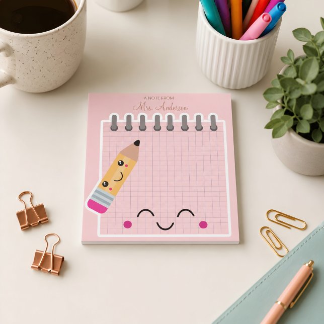 Bloco De Notas Belos Apreciativos Professores Rosa Lindos  (Cute pink notepad. )