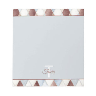 Bloco De Notas Belos Diamantes Azuis Creme Bege Marrom  