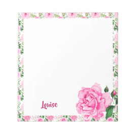 Bloco De Notas Belos Rosas de Aquarela Rosa Personalizados