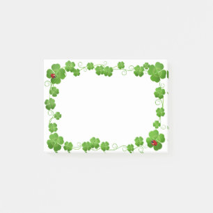 Bloco De Notas Belos Trevos de Quatro Folhas & Joaninhas Post-it