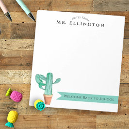 Bloco De Notas Bem-Vindo De Volta À Escola De Cactus Potados