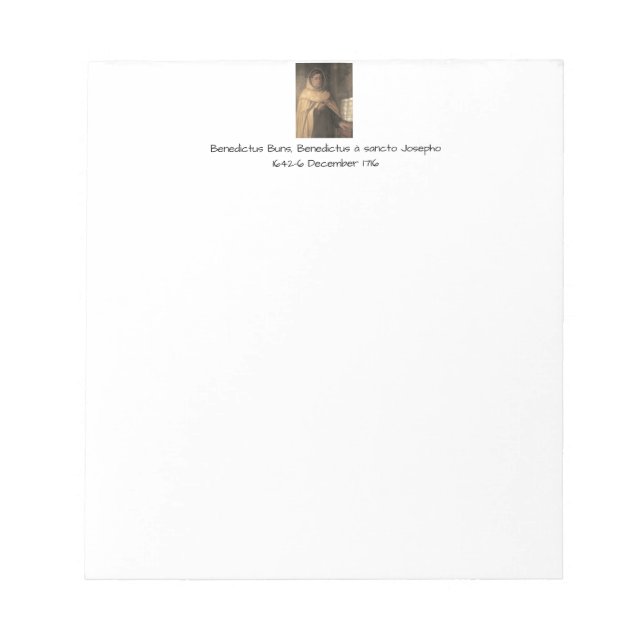 Bloco De Notas Benedictus Buns, Benedictus à santo Josepho (Frente)