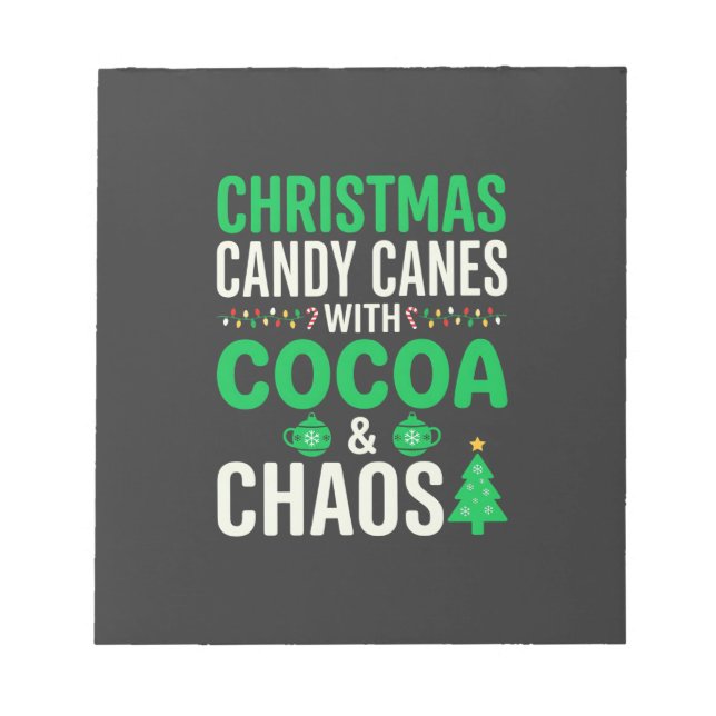 Bloco De Notas Bengalas de Natal Cacau Caos Feriado (Frente)