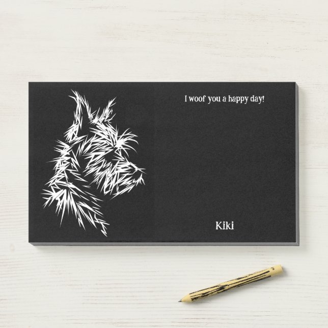 Bloco De Notas Berger Picard Abstrato Art Dog Name (Na mesa)