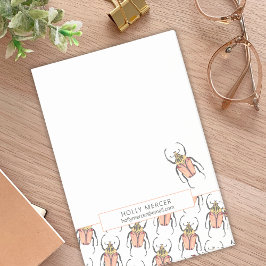 Bloco De Notas Besouros rosa personalizados Informações de contat