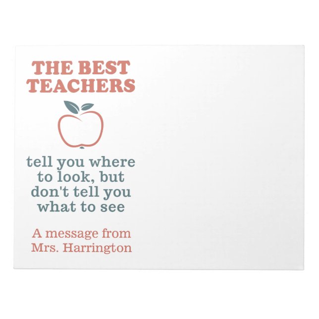 Bloco De Notas BEST TEACHERS de anotações personalizadas de nome (Frente)