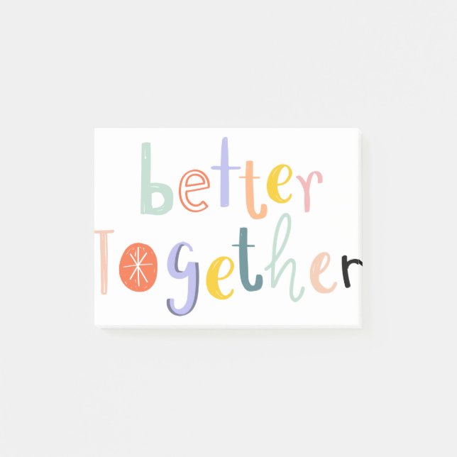 Bloco De Notas Better together typography doodle text Quote (Frente)