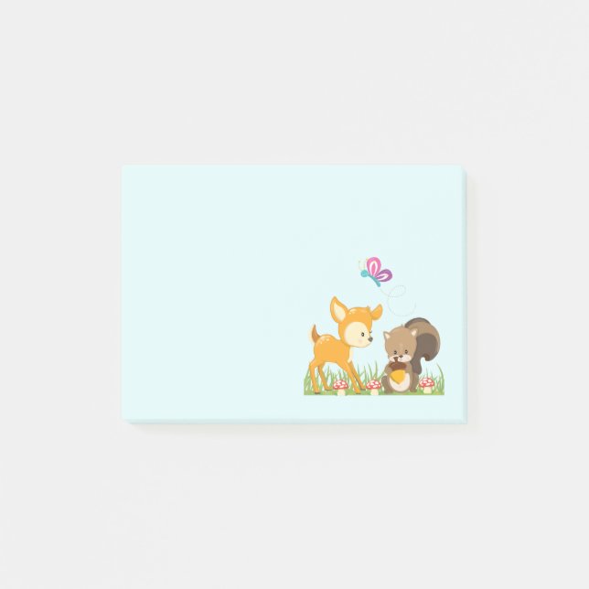 Bloco De Notas Bicho de Branca de Animais Florestais (Frente)