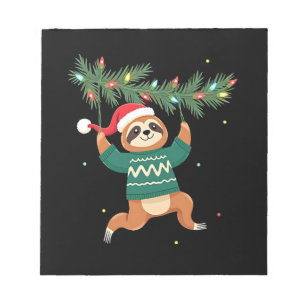 Bloco De Notas Bicho-preguiça de Natal Fofo Chapéu de Papai Noel