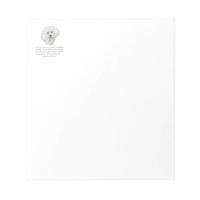 Bloco De Notas Bichon Frise Lembrança FÊMEA (Frente)