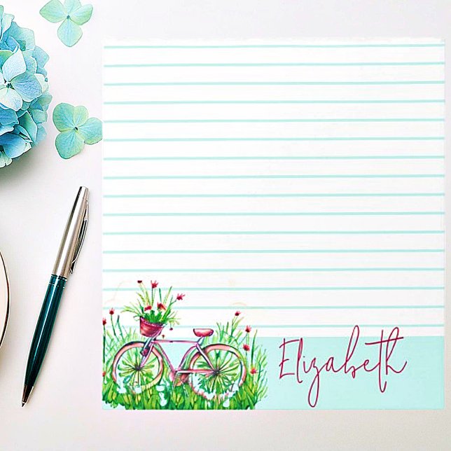 Bloco De Notas Bicicleta floral vermelha personalizada (Criador carregado)