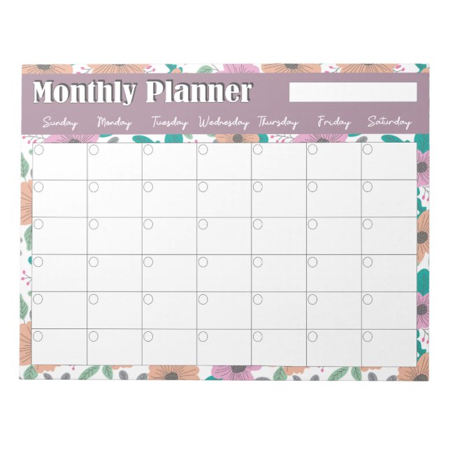 Bloco De Notas Big Bright Flowers Monthly Planner (Frente)