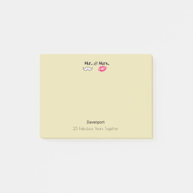 Bloco De Notas bigode e Lábios Sr. & Sra. - Aniversário (Frente)