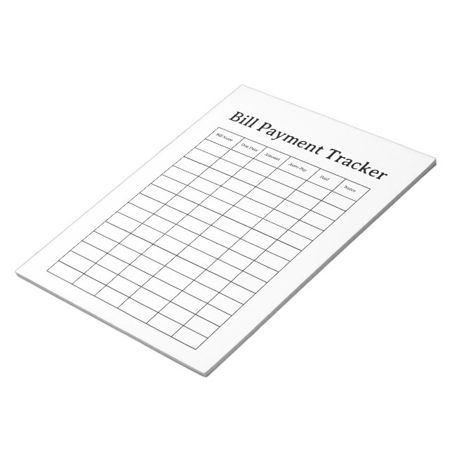 Bloco De Notas Bill Payment Tracker Notepad (Inclinado)