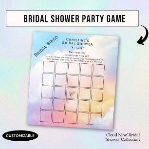 Bloco De Notas Bingo de Chá de Noiva Vibrante em Aquarela Jogo de