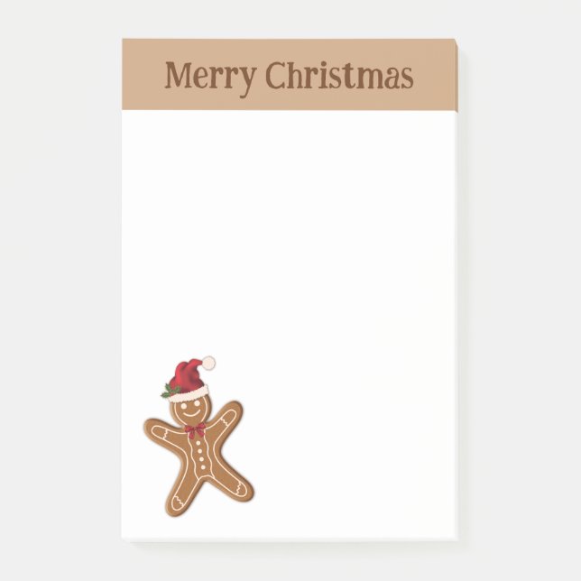 Bloco De Notas Biscoito de Natal de Gengibre Festivo Com Texto (Frente)