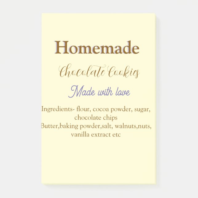 Bloco De Notas Biscoitos de chocolate caseiros feitos com amor ad (Frente)