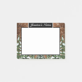 Bloco De Notas Black Country Snowy Wood & Forest Pine Personaliza