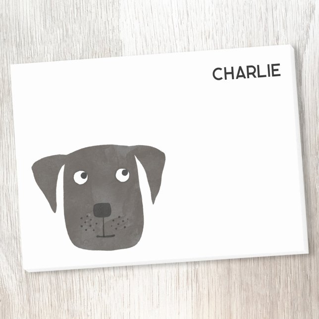 Bloco De Notas Black Labrador Retriever Dog Personalizado (Black Labrador Retriever Dog personalized name Post It notes)
