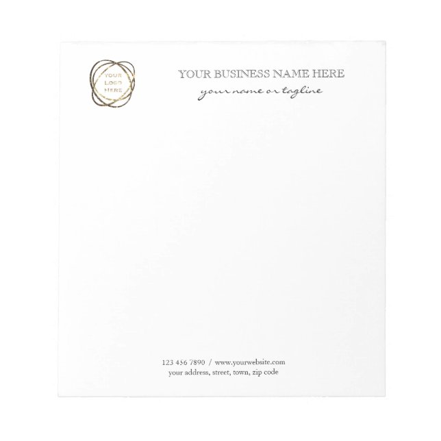 Bloco De Notas Black Modern Elegant Custom Business Logo    (Frente)
