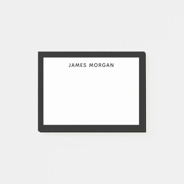 Bloco De Notas Black Modern Name Professional (Frente)