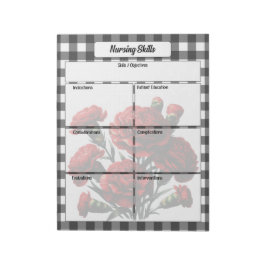Bloco De Notas Black n White Floral Gingham_ Nursing Skilds