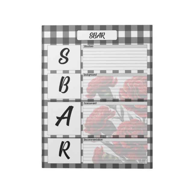 Bloco De Notas Black n White Floral_ SBAR Modelo (Invertido)