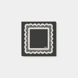 Bloco De Notas Black Notes with White Doily Trim