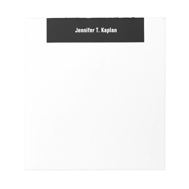 Bloco De Notas Black White Bold Name Plain Professional Modern (Frente)