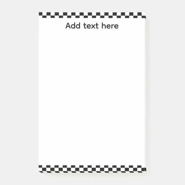 Bloco De Notas Black & White Checkerboard Notepad | Editable Pers (Frente)