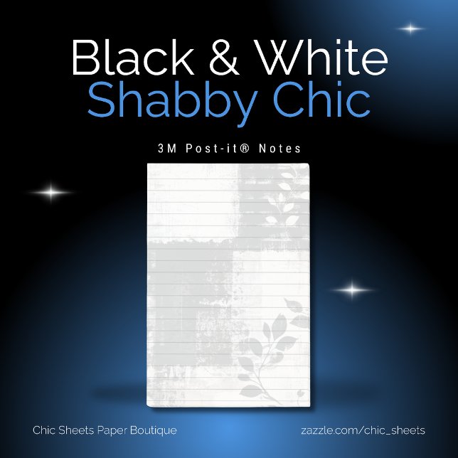 Bloco De Notas Black & White Shabby Chic Botânico 3M  (Criador carregado)