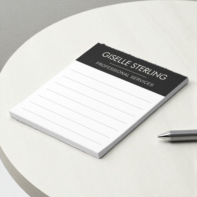 Bloco De Notas Blanco Preto Minimal Profissional Moderno Negócios (Criador carregado)