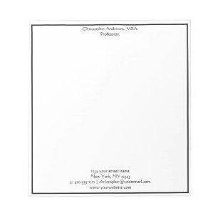 Bloco De Notas Blanco Preto Minimalista Empresarial Profissional