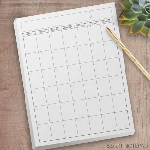Bloco De Notas Blank Calendar Page - Sunday Start Portrait View
