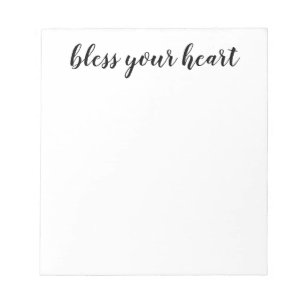 Bloco De Notas Bless Your Heart Black Script